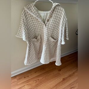 Cream and Tan Plaid Mini Dress